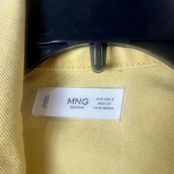 MANGO Lemon Yellow Denim Jean Trucker Jacket Size Small - Picture 3 of 9